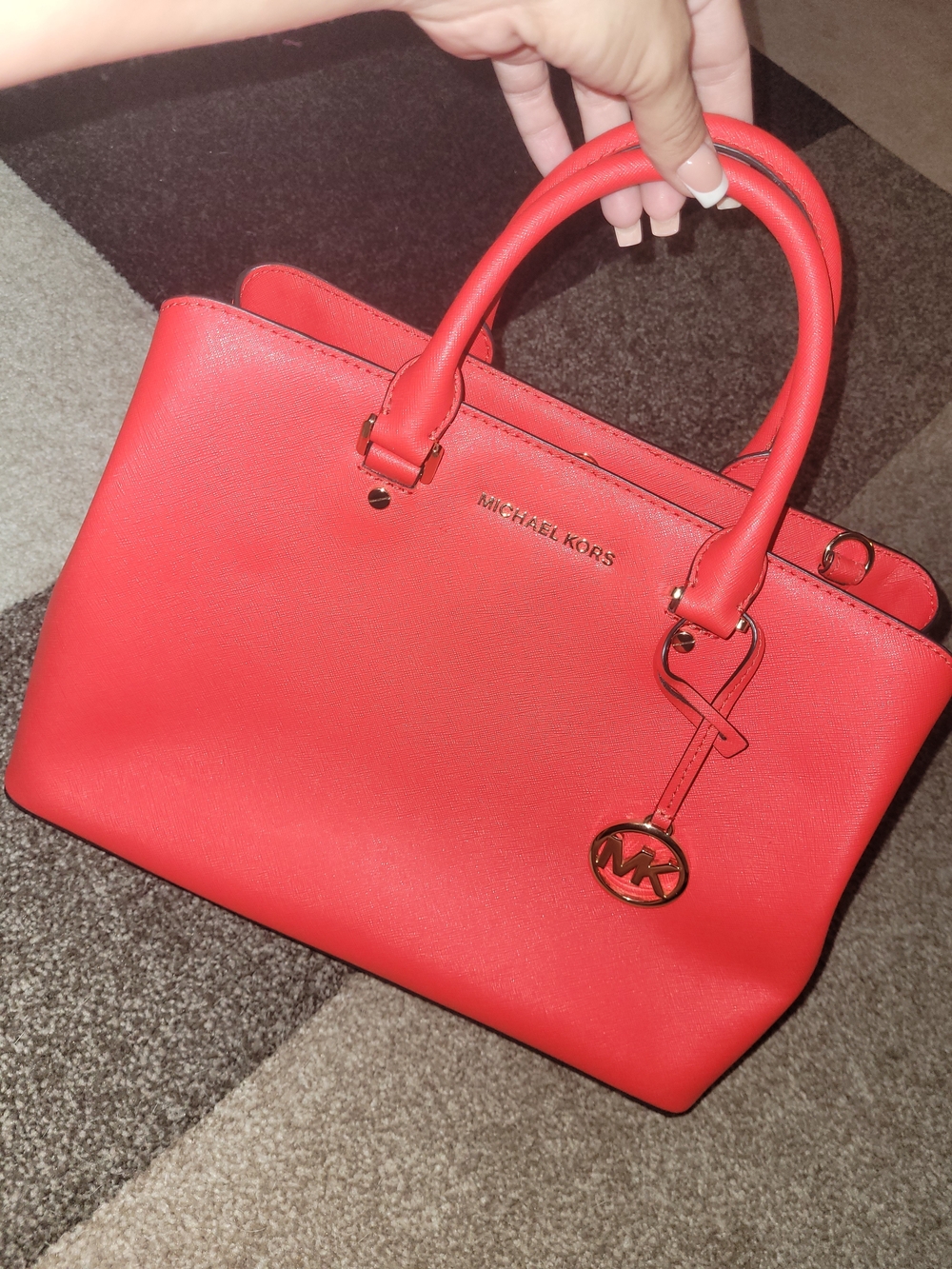 Michael Kors Red Saffiano Leather Satchel